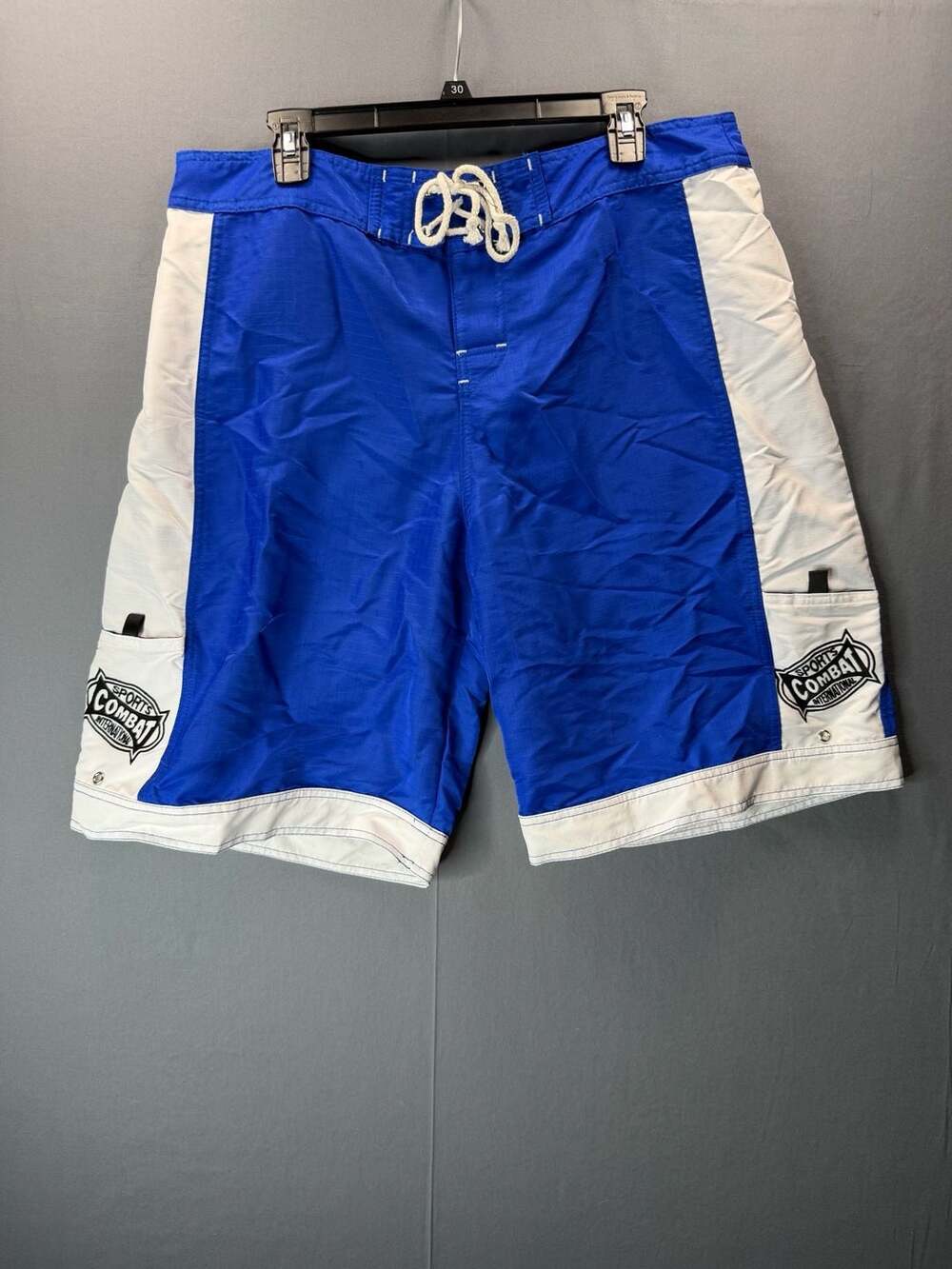 Sports Combat International Board Shorts Blue White MMA fighting trunks Men’s 36